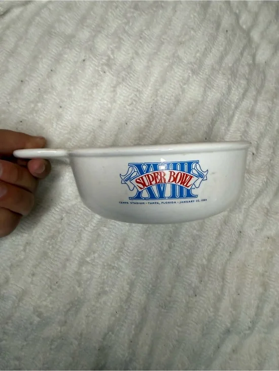 Super Bowl XVIII White Ceramic Soup Bowl with Handle
