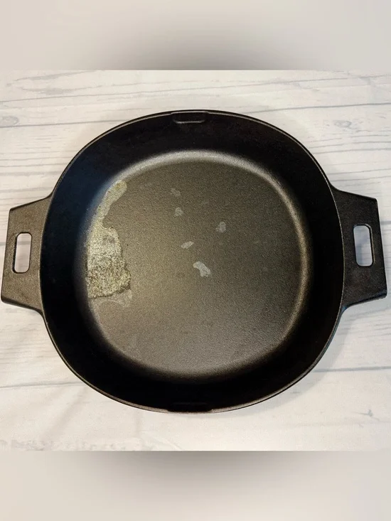 The Pampered Chef Black Cast Iron Fry Pan Skillet with Dual Handles, 12”