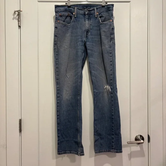 Levis 559 Mens Relaxed Straight Leg Blue Jeans 31x32 Medium Wash Distressed