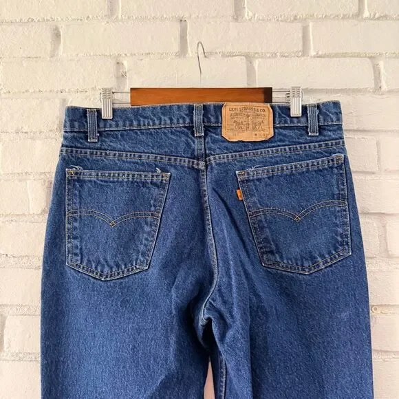 Vintage 1989 Levi’s 517 Orange Tab Bootcut Made in USA Dark Wash Jeans 36 x 32