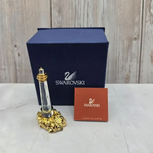 Swarovski 2002 Crystal Moments Figurine Gold Crystal Lighthouse 275013