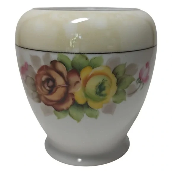Antique Hand Painted Noritake Jar Hand Painted Lusterware Floral Roses No‎ Lid