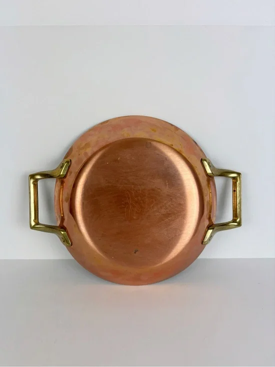 Vintage Paul Revere 1801 Signature Copper 8.5 inch Au Gratin Pan Brass Handles