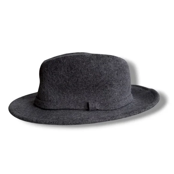 Levi's Men's L/XL Charcoal Gray 100% Wool Felt Fedora Hat Wide Brim Classic RNDI