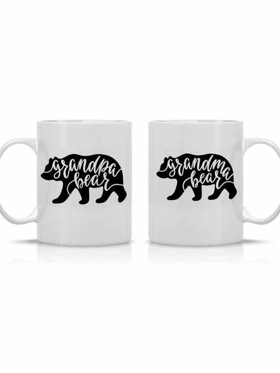 Papa Bear & Mama Bear White Ceramic Mug Cup Coffee Tea Cup