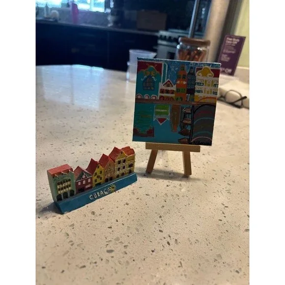 carousel, mini art, painting with collectible figurine