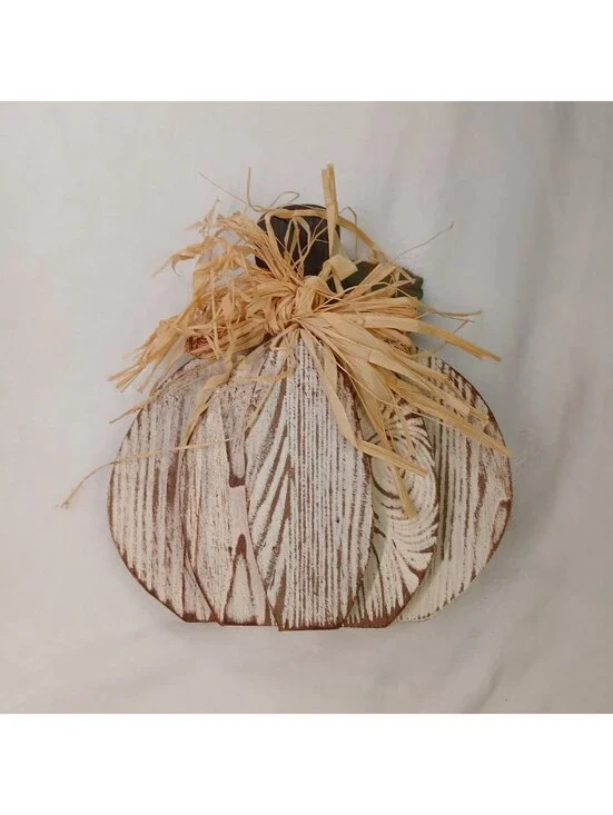 Farmhouse Wood Pumpkin Cut Out Countertop Decoration Neutral Autumn Folk Art
