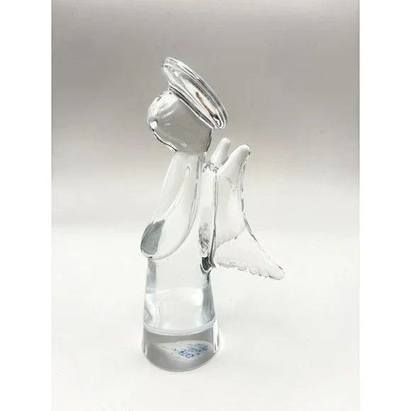 Vintage Sigma Crystal Angel Figurine Sculpted Clear Glass Halo Christmas Decor