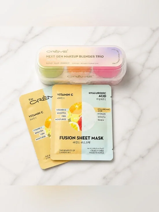 NWT The Creme Shop Next Gen Makeup Blender Trio Beauty Sponge & 2 Fusion Masks