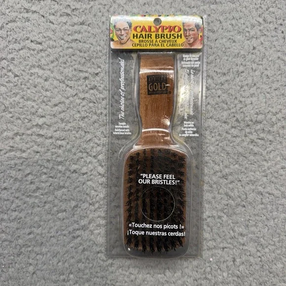 NIP African Gold 100% Boar Bristle Premium Wood Handle Calypso Hair Brush‎