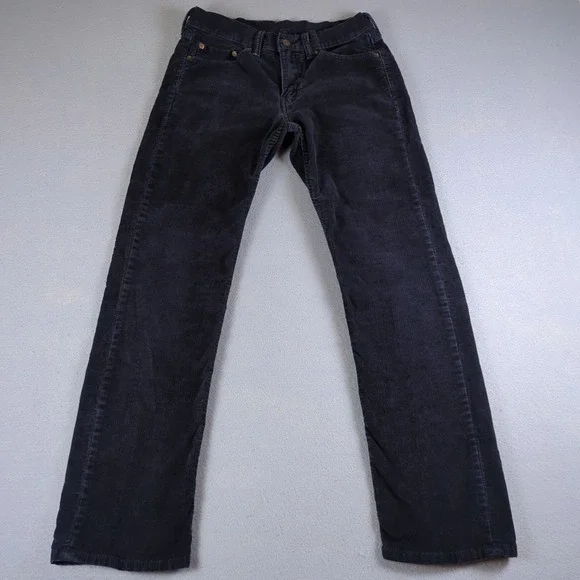 Levis 514 Corduroy Pants Mens 29x28 Blue Straight Fit Zip Fly Stretch White Tab
