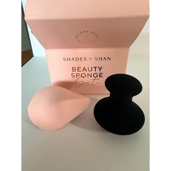 SHADES BY SHAN Beauty Sponge Set Latex-Free Makeup Blenders Pink Black NEW