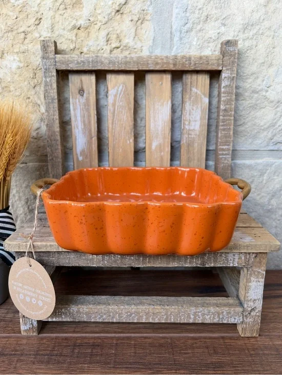 🆕 10 Strawberry Street Orange Casserole / Baking Dish!
