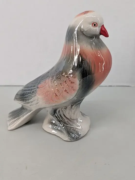 Vtg. 1950's Pigeon Dove Bird ceramic figure IRIDESCENT LUSTERWARE glazed BRAZIL