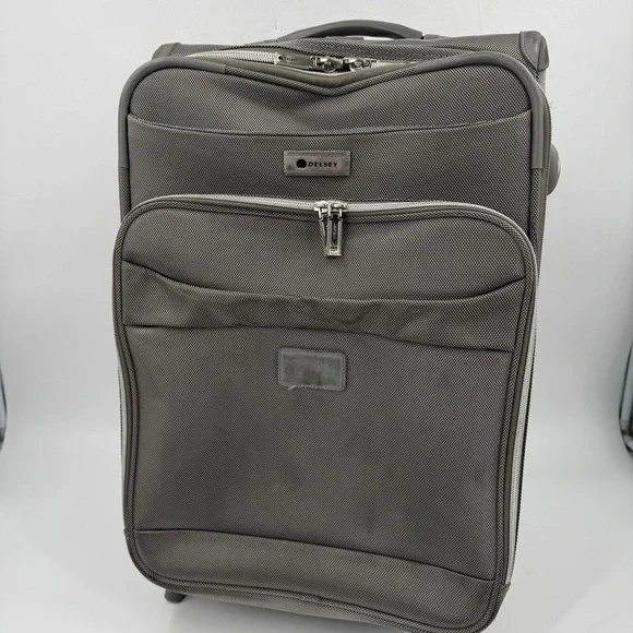 Delsey Carry On‎ Luggage Charcoal Gray Softside Rolling Suitcase 21 Inch Upright