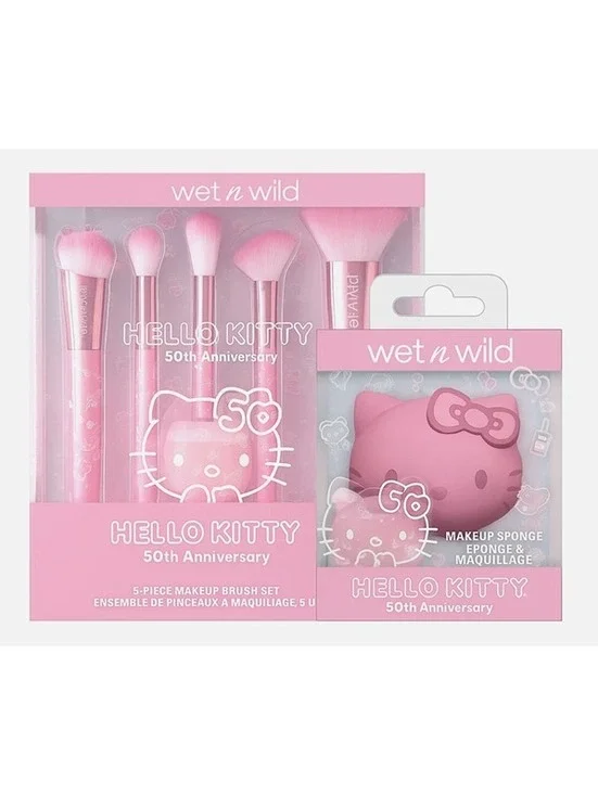 Wet n Wild Hello Kitty 50th Anniversary 5-Piece Makeup Brush Set with Makeup
