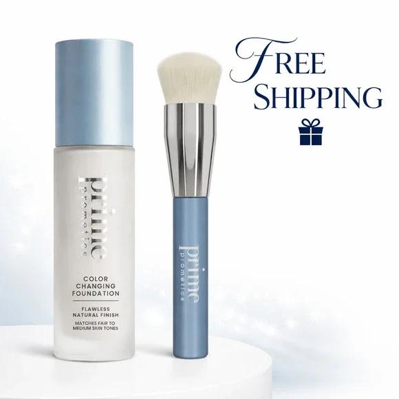 Primeskin Foundation + Brush Set Flawless Natural Finish Makeup Bundle NEW