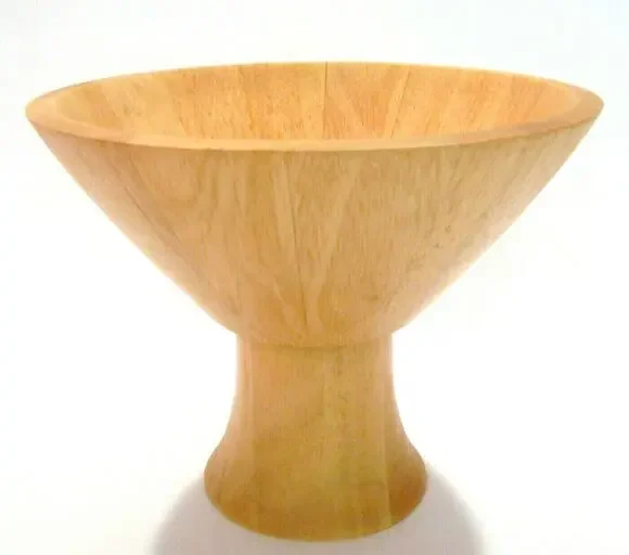 Wooden Salad Bowl Pedestal Fruit Display Centerpiece 9.5