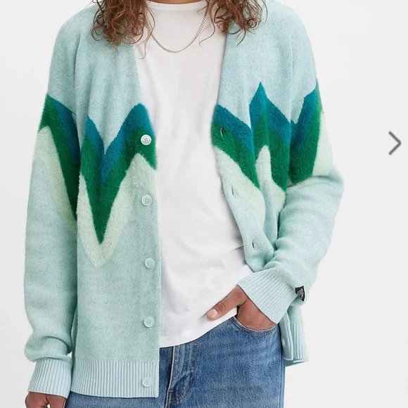 Levi’s Coit Boxy Cardigan Sweater Size Medium‎ Unisex Preppy Soft Stretchy