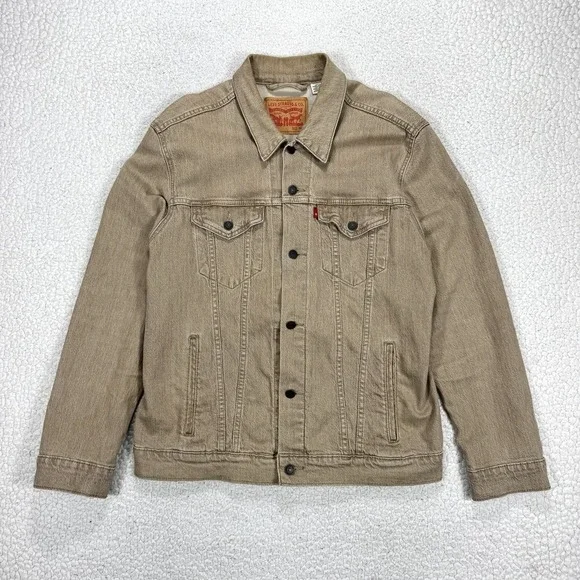 Levi's Trucker Jacket Men's XL Tan Brown Denim Western Streetwear Workwear
