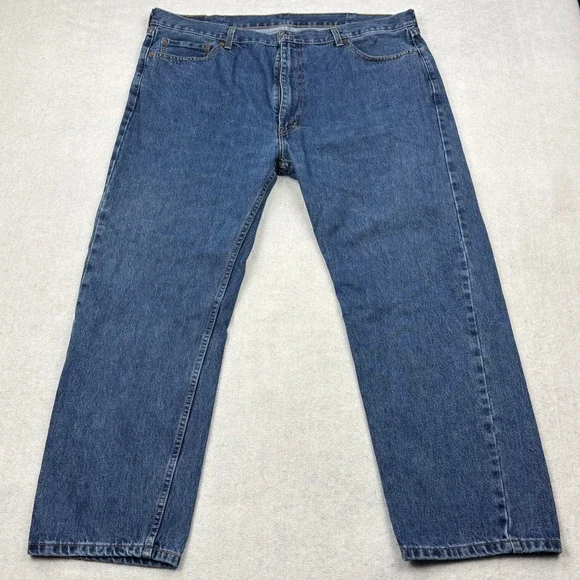 Levis 505 Mens 44x30 Regular Fit Straight Leg Medium Wash Blue Denim Jeans 44