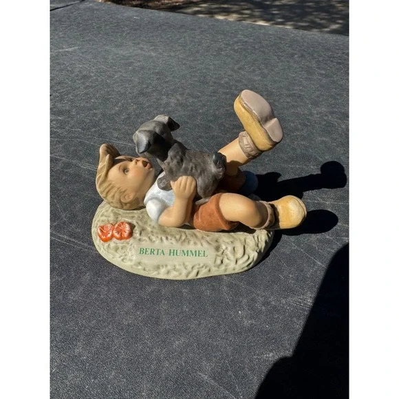 Goebel Berta Hummel Pals Figurine 1996 Vintage Collectible Boy w/ dog