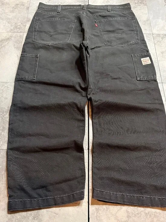 Levi's Double Knee Carpenter Jeans 36x30 Black Baggy Workwear Y2K