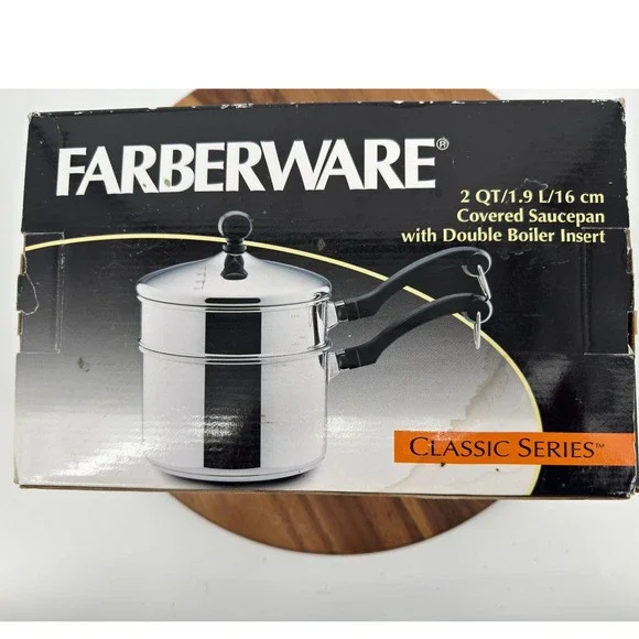 Farberware Double Boiler Saucepan 2QT New Silver Stainless Steel Classic Series‎