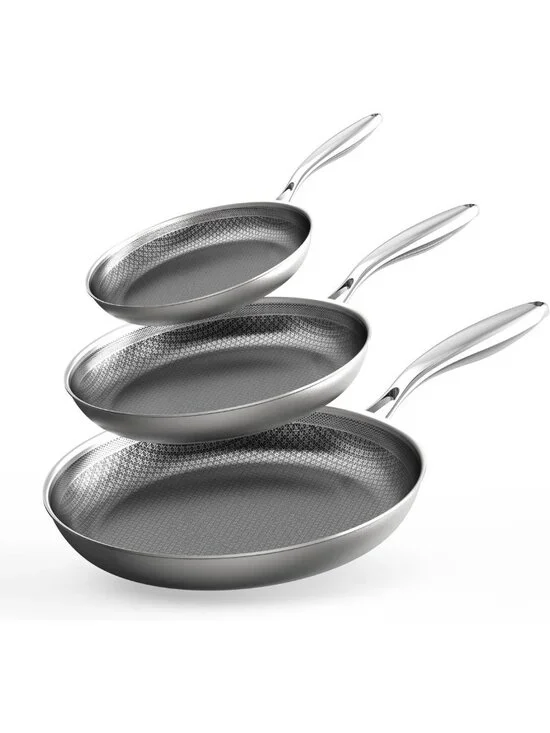 3pc Nonstick Frying Pans Set - Hybrid Cookware, 8