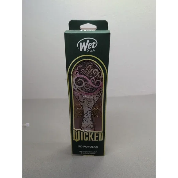 Hair Brush Wet Brush WICKED So Popular Glinda Pink Glitter Butterfly Bobbi Pins