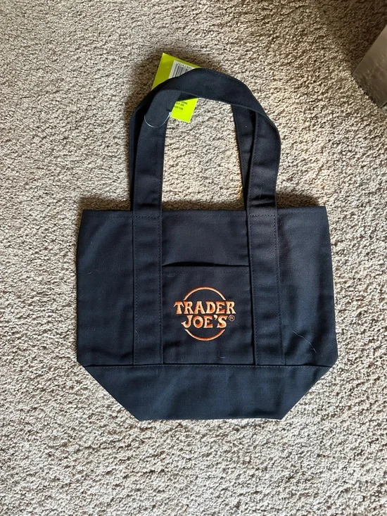 Trader Joe's Black Canvas Tote with Orange Logo