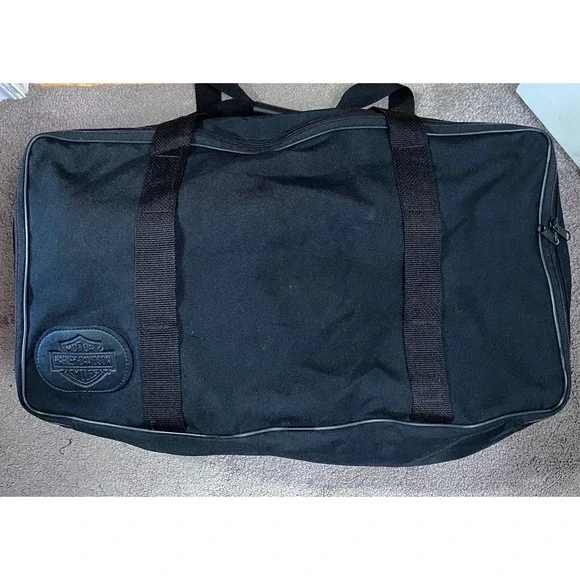 Harley‎ Davidson Large Embossed Black Nylon Travel Bag Motorcycle 12x22x9