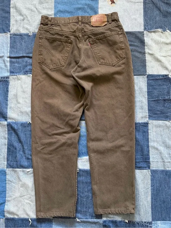 vintage levi’s 550 denim pants army green made in usa relaxed fit 32x28