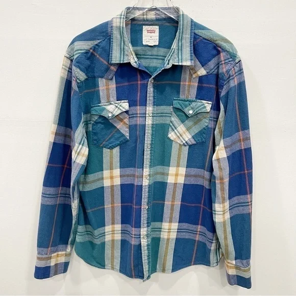 Levi’s Plaid Snap Front Long Sleeve Shirt Men’s XXL