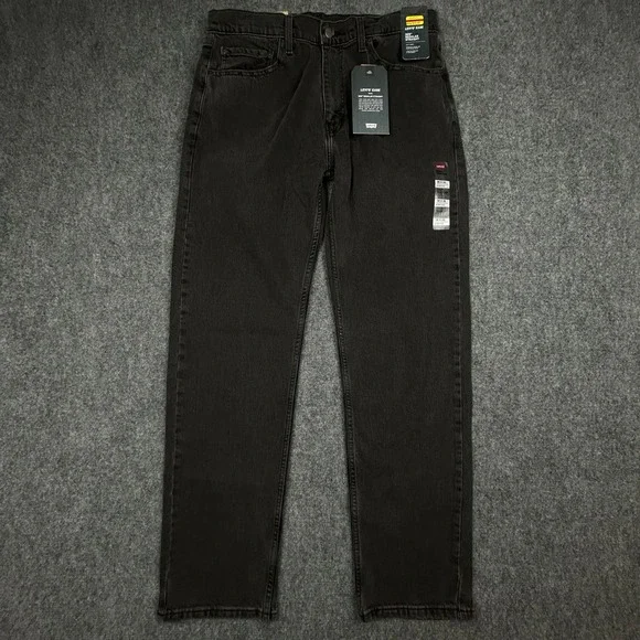 Levi's 505 Regular Straight Jeans Mens 36x32 Washed Black Stretch Denim Pants
