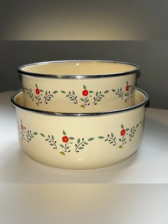 Vintage Set of 2 Kobe Floral Nesting Bowls
