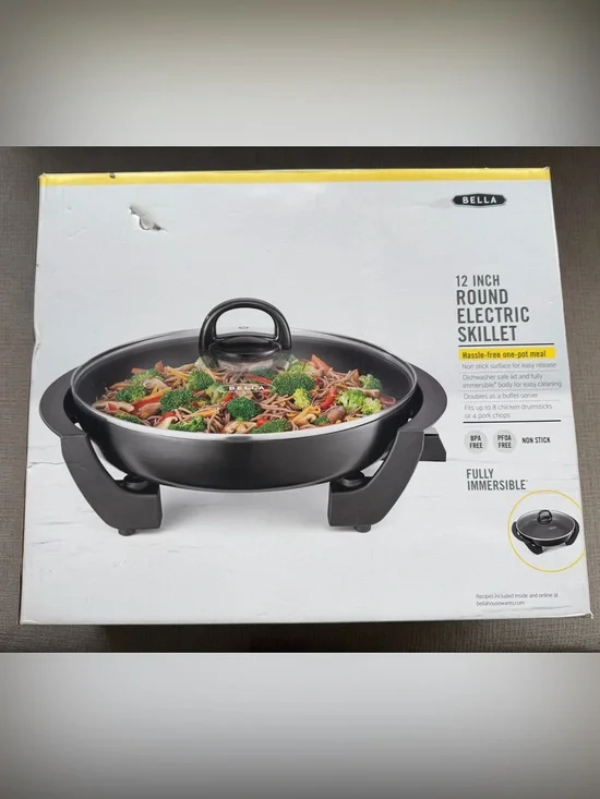 NIB BELLA 12 INCH ROUND ELECTRIC SKILLET