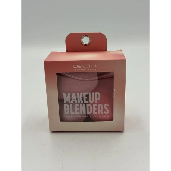 Celavi Makeup Blenders 3 Piece Variety Sized Makeup Sponges Set Pink Red