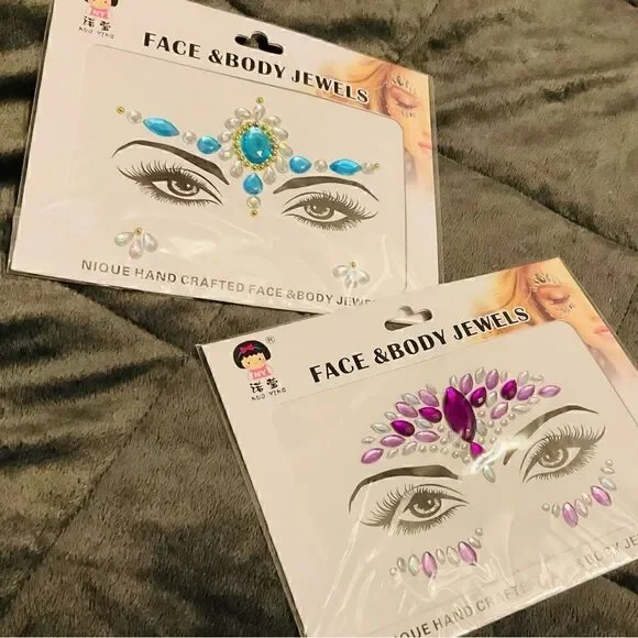 Gemstone Face & Body Jewels. TWO packs