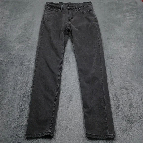 Levis 512 Jeans Mens 29x30 Black Denim Tapered Fit Distressed Casual Cotton