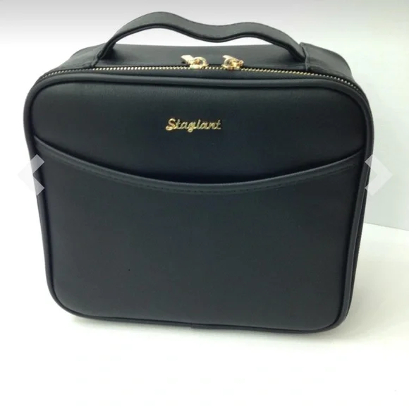 Black Travel Makeup Case - Compact Cosmetic Organizer