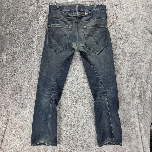 VTG Levis Engineered Jeans Mens Blue Twisted Buckle Back Dark Wash Fits 32x30