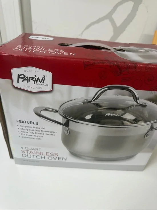 Parini Stainless Steel 4-Quart Dutch Oven - Silver