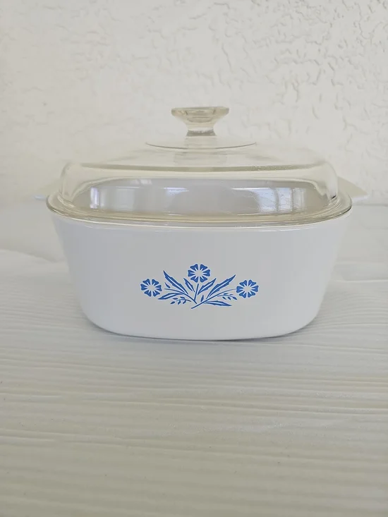 Vintage CorningWare Blue Cornflower Dish With Glass Lid A-5-B 5 Liter