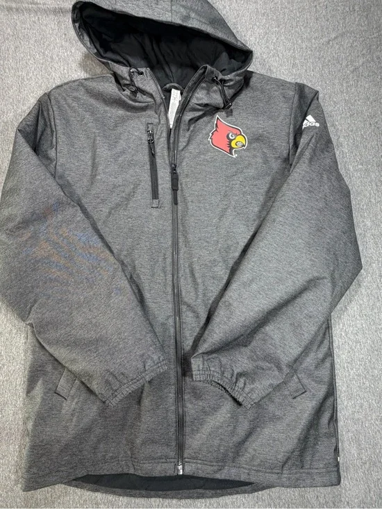 Adidas Louisville Cardinals Climaproof Men’s Small Heather Gray Winter Jacket