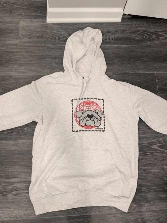 Adidas Light Gray Sweatshirt with Red and Black Graphic