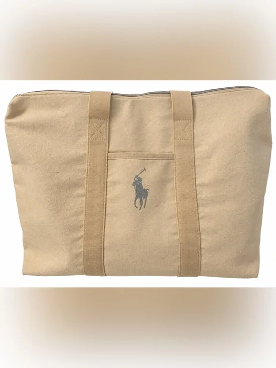 Polo Ralph Lauren Fragrances LARGE Beige Canvas Zippered Travel Tote Bag