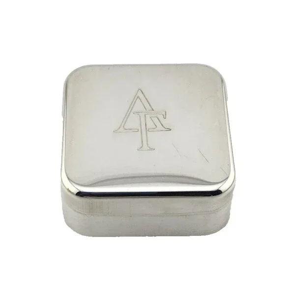 Vintage Kessaris Italian 800 Silver Delta Gamma Sorority Pillbox Boxed