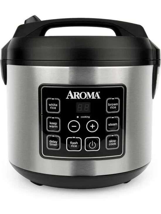 20-Cup Digital Rice Cooker & Steamer - Slow Cooker, Stainless Steel, Black