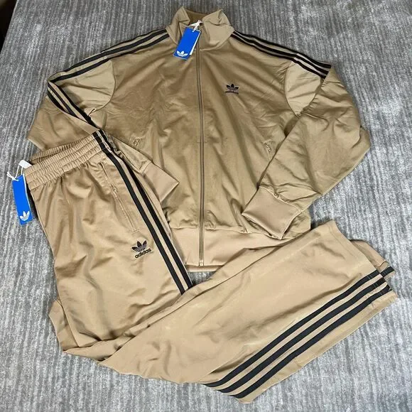 Adidas Originals Firebird Track Suit Mens Medium Beige 3-Stripes JY6366 JY6369